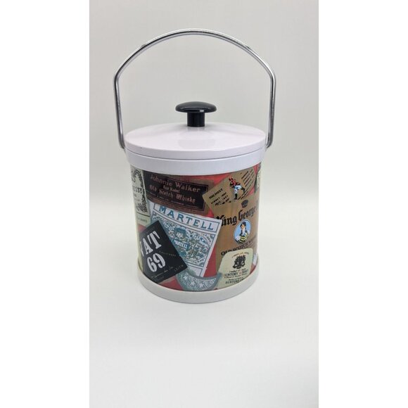 Vintage Metal Ice Bucket With Numerous Whisky Label Exterior Design - Picture 16 of 16
